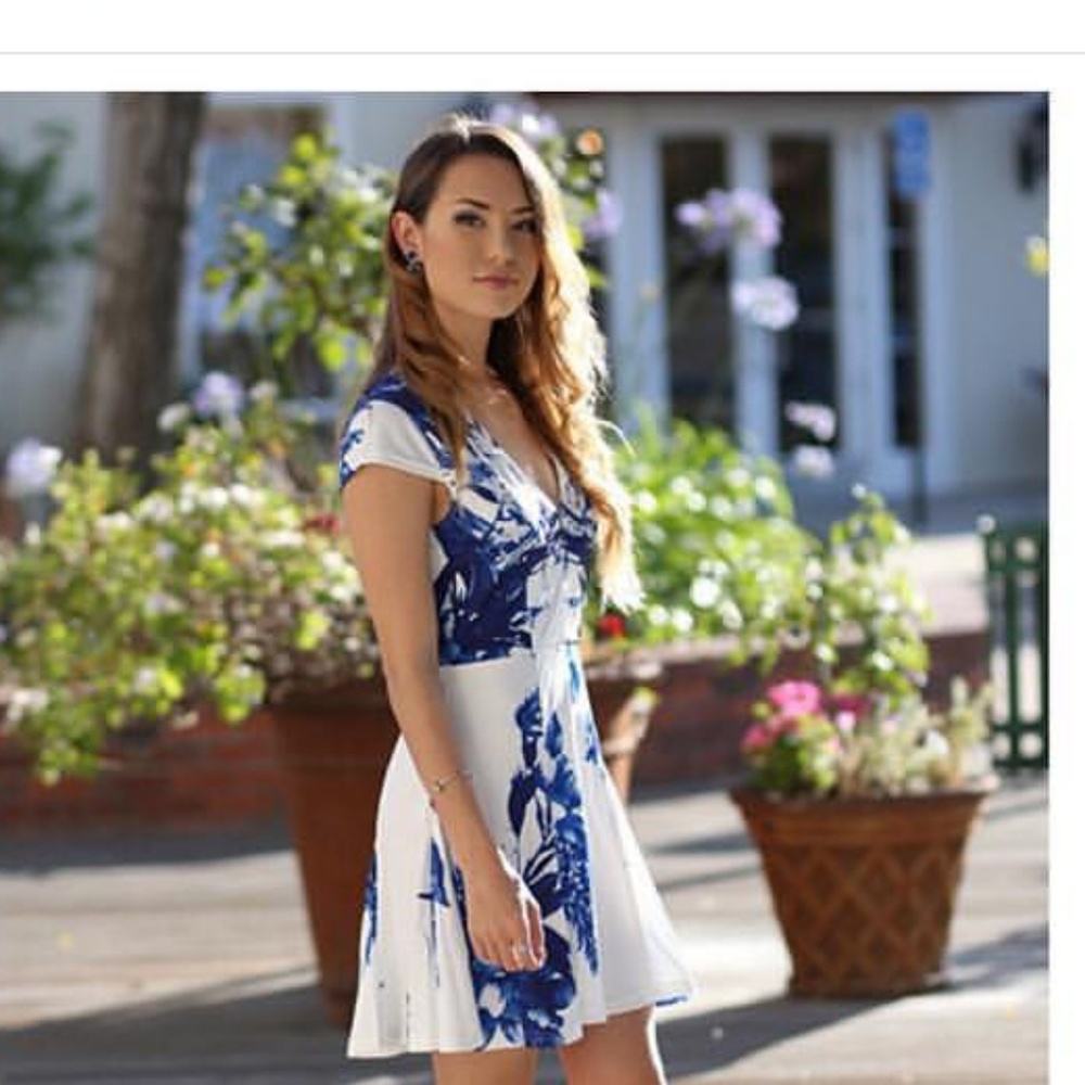 Blue and White Flirty Cocktail Dress